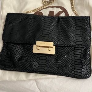 Michael Kors black snakeskin handbag gold chain